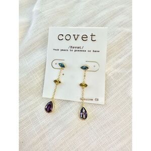 Covet multicolor dangle cubic zirconia earrings ￼